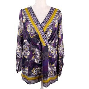 Avenue Purple and Yellow Paisley Blouse